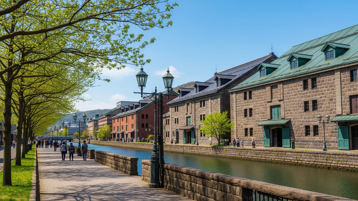 Otaru Canal and stone warehouses near Asakusa Bridge