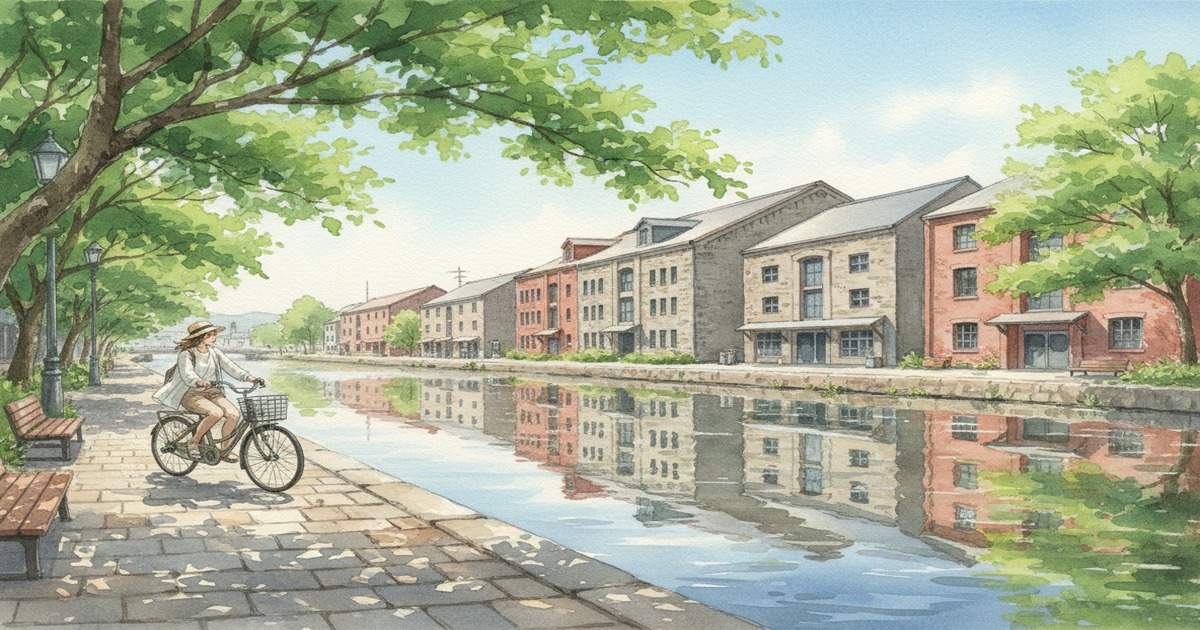 Half-day electric bicycle route through central Otaru
